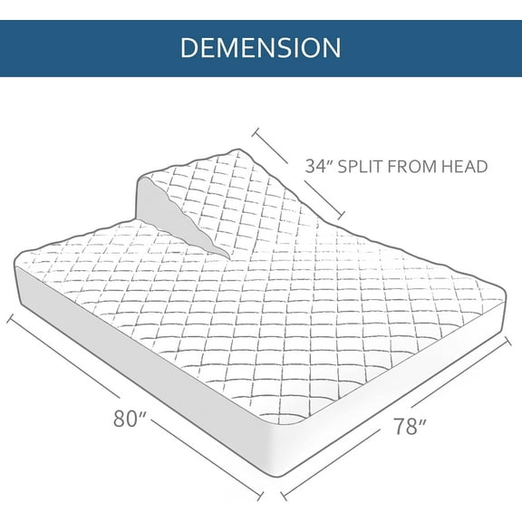 Waterproof Split Top Mattress Pad Protector for Adjustable Bed, 34" Split from , Noiseless, Soft Padded Matress Protector
