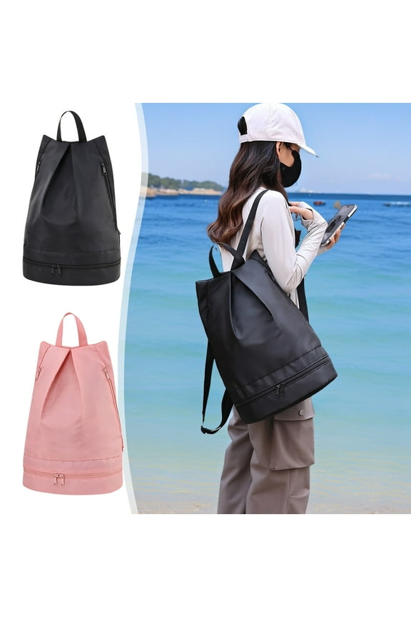 Waterproof Sports Backpack | Multi Layer Dry Wet Separation Swimming Bag | Shoe Compartment | Lightweight Polyester | Gym Fitness Beach Yoga Travel | 15.75x11.42x7.48in | Pink | Versatile Storage