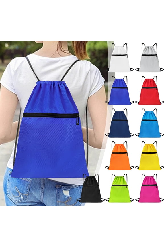 Waterproof Sports Drawstring Backpack Gym Bag – Large Capacity Oxford Cloth Sackpack with Small Pocket for Basketball, Swimming, Travel,
