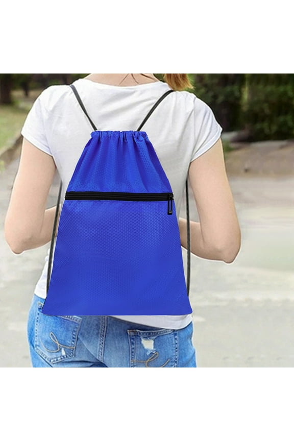 Waterproof Sports Drawstring Backpack | Oxford Cloth Gym Bag - Lightweight Foldable & Travel Storage | Large Capacity, Durable, Small Organizer Pocket | 1Pc, Assorted Colors