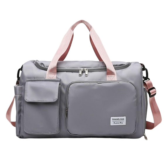 Waterproof Sports Duffel Tote Handbag Wet Pocket Shoulder Bag for Men Women Grey