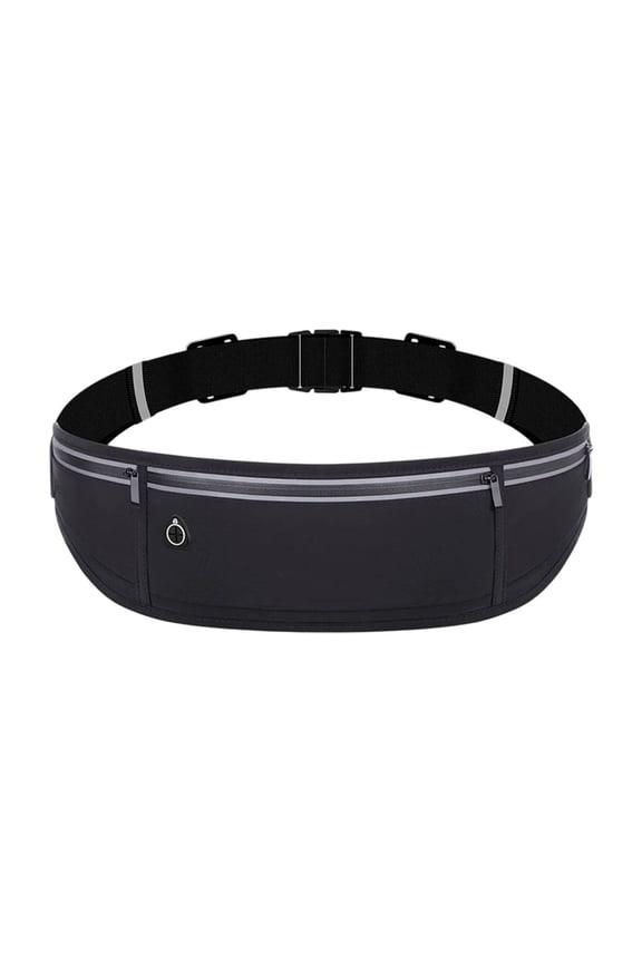 Waterproof Sports Waist Bag, 360° Lightweight Reflective Slim Fanny Pack, Nylon Phone Pouch for Night Running Cycling Outdoor Activities,Black