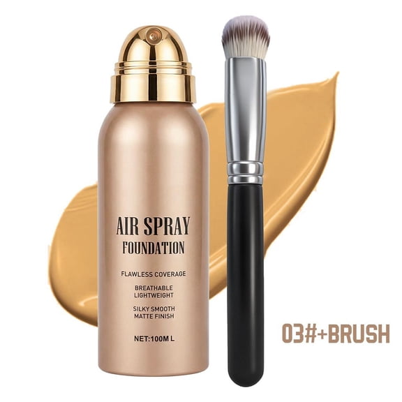 Waterproof Spray Liquid Foundation 100ml, Breathable Matte Base Makeup, Long Lasting Lightweight Natural Finish Foundation