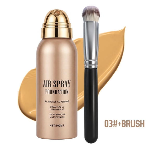 Waterproof Spray Liquid Foundation 100ml, Breathable Matte Base Makeup, Long Lasting Lightweight Natural Finish Foundation