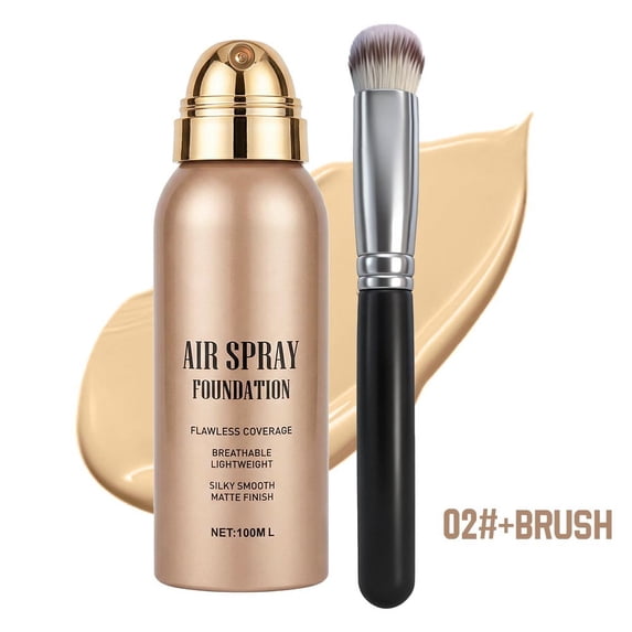 Waterproof Spray Liquid Foundation 100ml, Breathable Matte Base Makeup, Long Lasting Lightweight Natural Finish Foundation