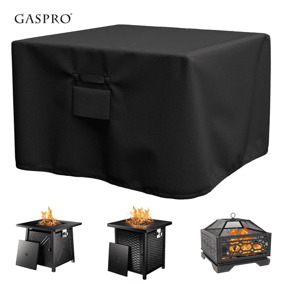 GASPRO Square Fire Pit Cover, Fits for 28-32 Inch Gas Fire Table, Waterproof and Windproof Fire Bowl Cover, 600D Heavy Duty Fabric with PVC Coating, 32 x 32 x 24 Inches