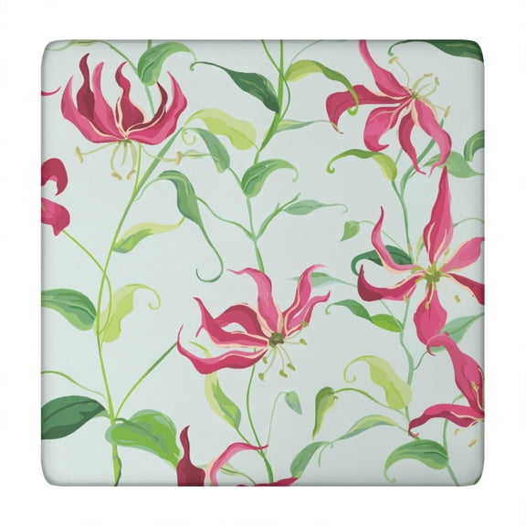 Waterproof Square Tablecloth with Exotic Floral and Hawaiian Print Designs, Elastic Fitted Vinyl Table Cover with Backing, Ideal for Indoor Dining and Outdoor Use