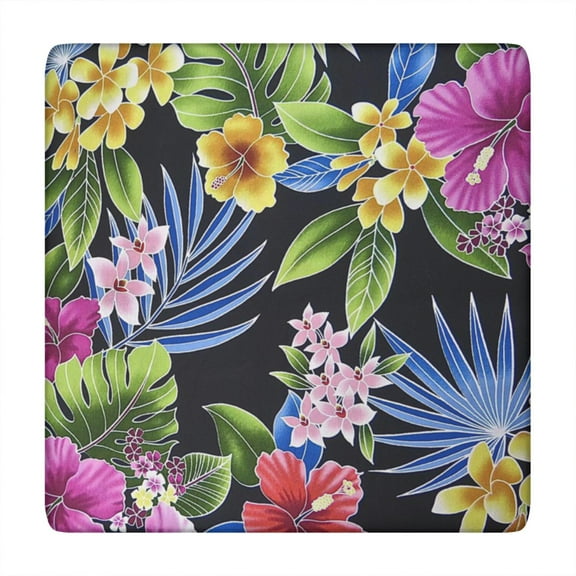 Waterproof Square Tablecloth Fitted with Elastic Edge, Exotic Floral and Botanical Jungle Leaves Designs, Durable Vinyl with Backing for Indoor and Outdoor Use