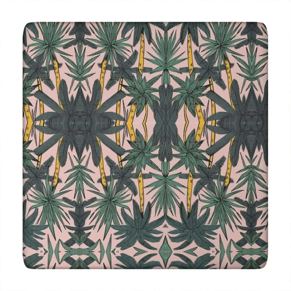 Waterproof Square Tablecloth with Summer Beach Palm Trees and Tropical Palm Trees Prints, Elastic Edge Fit, Backing for Table Protection, Ideal for Patio, Camping, and Party Use