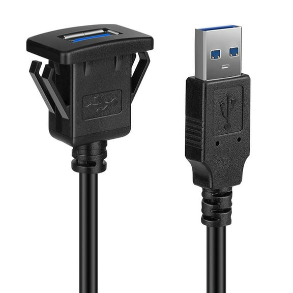 Waterproof Square USB3.0 Car Mount Flush Cabl for Extending Car Dashboard Inputs