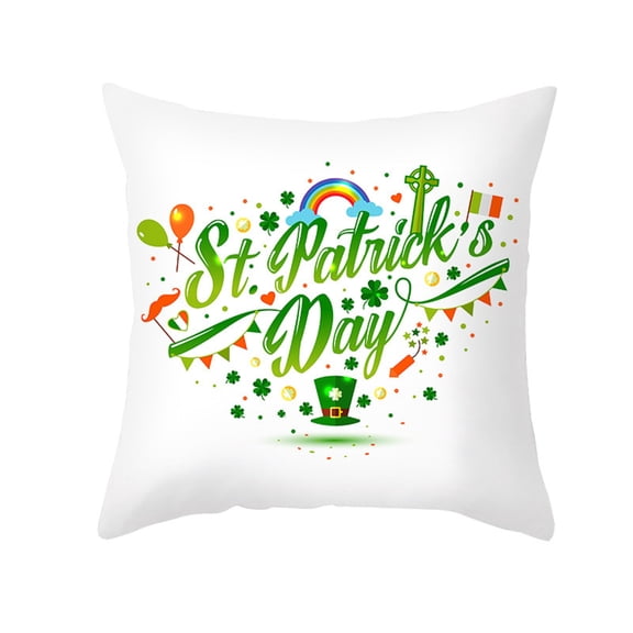 Waterproof St Patrick’s Day Pillow Covers 18x18 Inch Lucky Clover Shamrocks Green Leaves Holiday Throw Pillow Cases Spring Farmhouse Decorations Cushion Cover Double Sided (B)