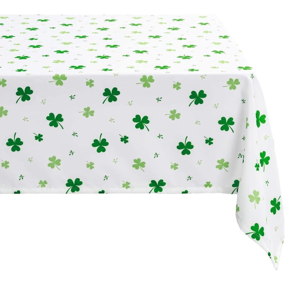 Waterproof St Patricks Day Tablecloth Rectangle, 60 x 84 Inch - Washable Shamrock Fabric Table Cloth for Spring and Outdoor Use