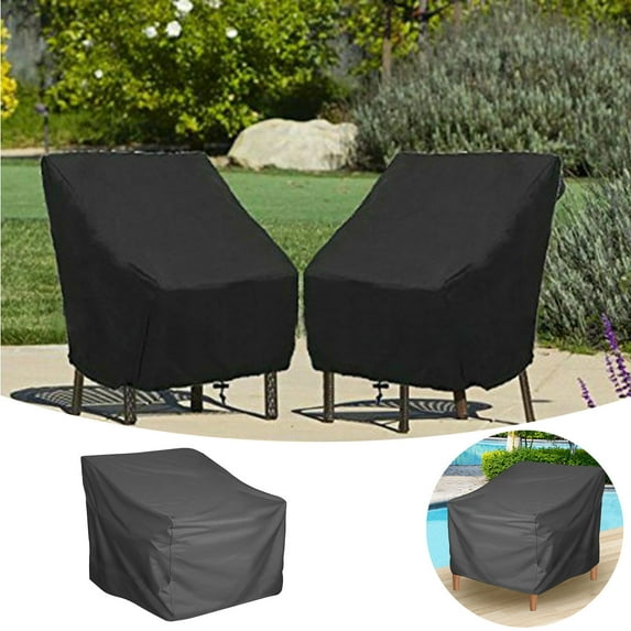 Waterproof Stacking Outdoor Chair Covers 210D - Heavy Duty All Weather Protection for Patio Furniture, Fits Stackable Chairs 33.46"L x 31.5"W x 36.02"H, Black Lounge Chair Covers for Garden Balcony