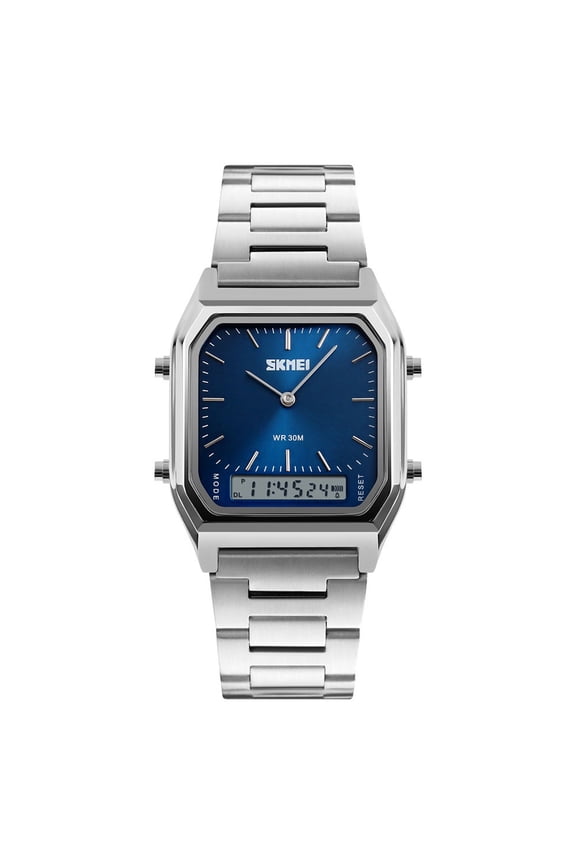 Waterproof Stainless Steel Bracelet Watch, Analog Digital Display for Everyday Business Casual Fashion, Multi-Function Quartz Timepiece with Durable Metal Strap for Work Travel Outdoor Use