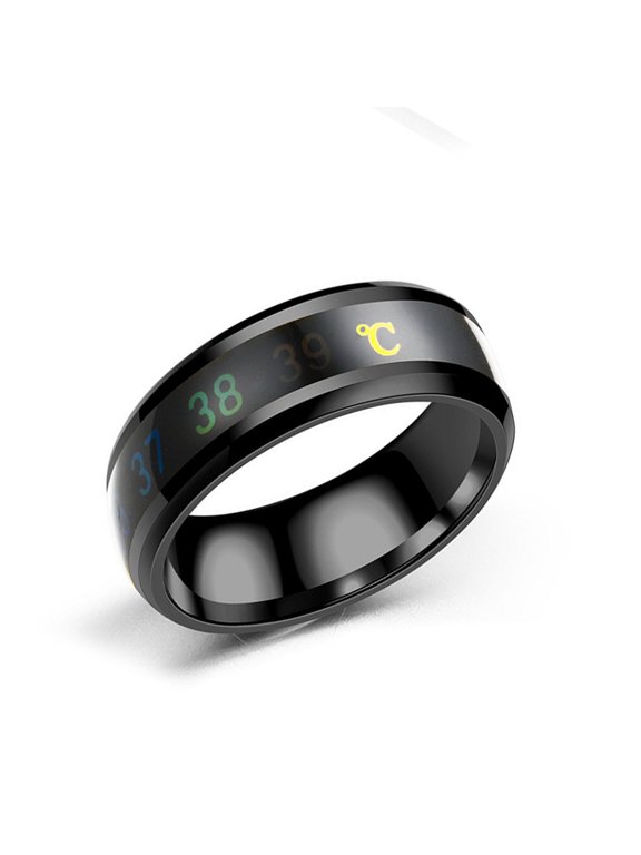 Waterproof Stainless Steel Rings Intelligent Temperature Sensitivity Finger Jewelry for Couples and Health Enthusiasts