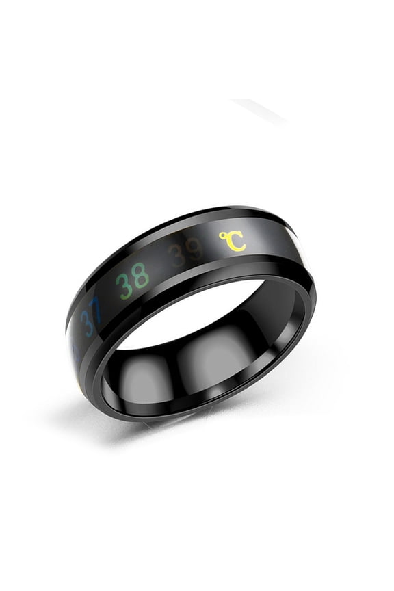 Waterproof Stainless Steel Rings Intelligent Temperature Sensitivity Finger Jewelry for Couples and Health Enthusiasts