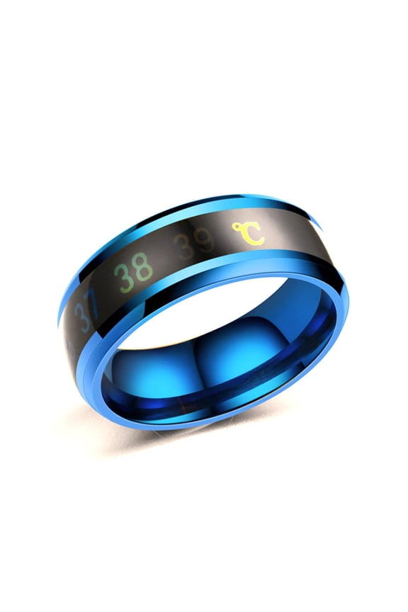 Waterproof Stainless Steel Rings Intelligent Temperature Sensitivity Finger Jewelry for Couples and Health Enthusiasts