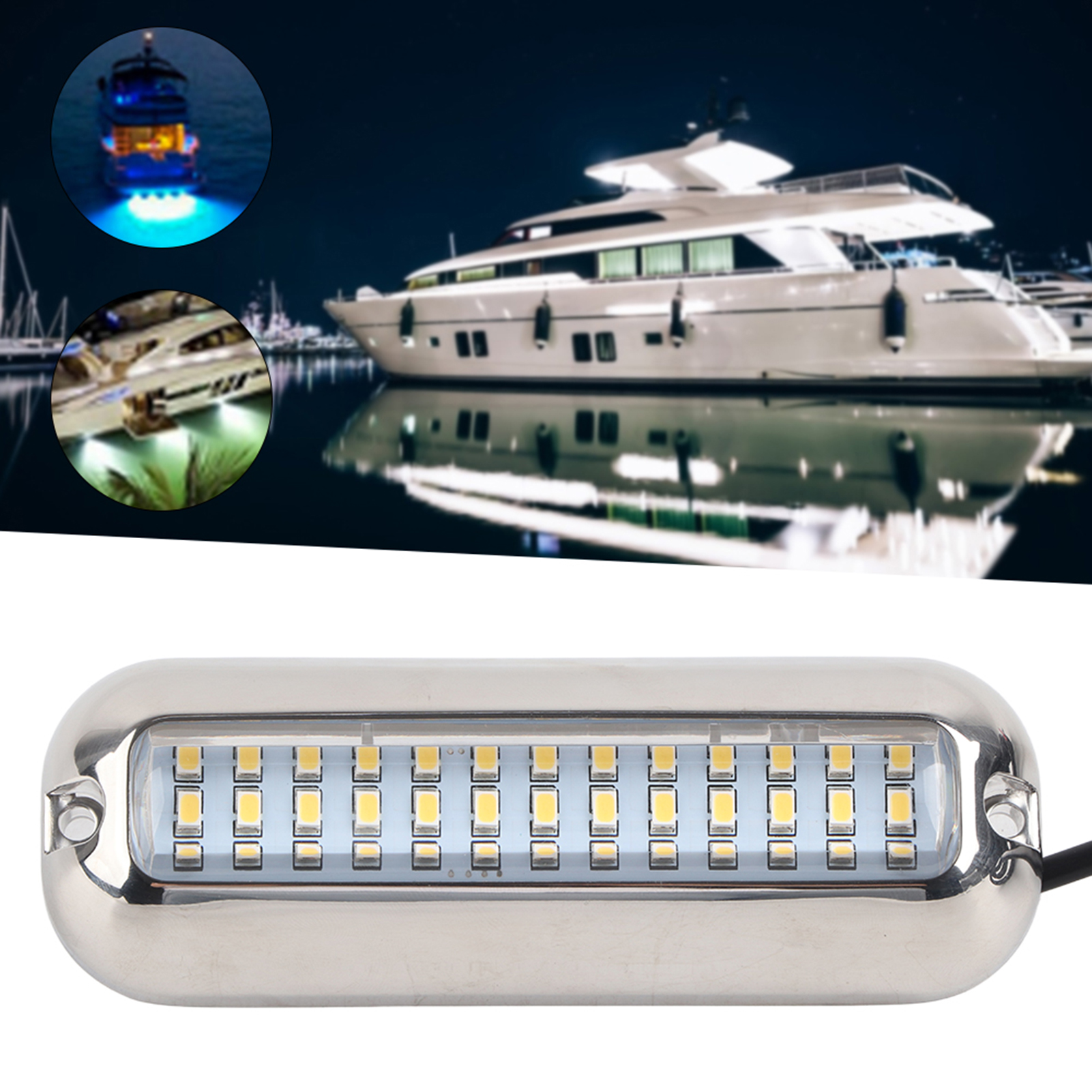 Waterproof Stainless Steel Trim Boat High- LED Underwater Light Clear ...