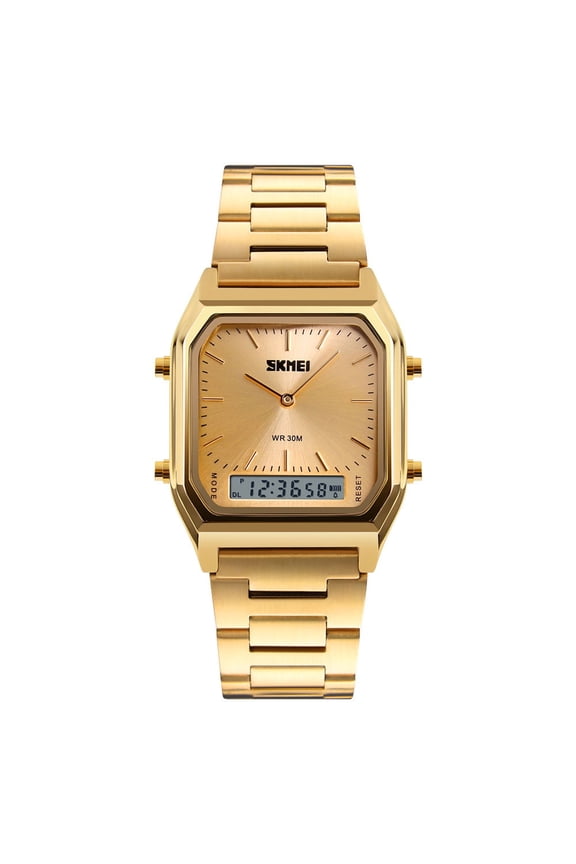 Waterproof Stainless Steel Watch with Octagonal Design, Analog & Digital Display, Multi-Function Smart Features, WR 30M Water Resistance, Ideal for Daily Wear and Semi-Formal Events