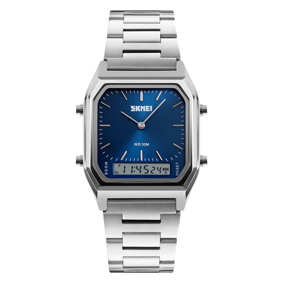 Waterproof Stainless Steel Watch with Analog Digital Display, Stopwatch Date, 30M Water Resistant for Everyday Wear