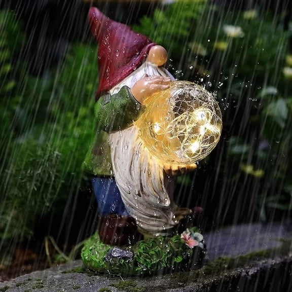 Waterproof Statue Gnomes Resin Solar Decoration Outdoor Landscape Light, Gnomes Flower Garden Decorations,Garden Lawn Patio Porch Christmas Housewarming Gift