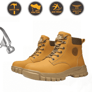 Waterproof Steel Toe Boots For Men 6 Inch Leather Steel Toe Shoes Non Slip Resistant Safety Work Boots Indestructible Lightweight Construction Boot With Composite Toe