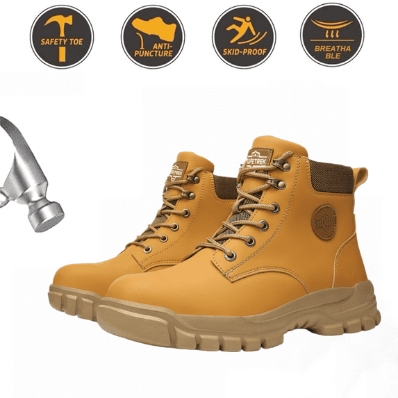 Waterproof Steel Toe Boots For Men 6 Inch Leather Steel Toe Shoes Non Slip Resistant Safety Work Boots Indestructible Lightweight Construction Boot With Composite Toe