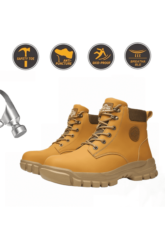 Waterproof Steel Toe Boots For Men 6 Inch Leather Steel Toe Shoes Non Slip Resistant Safety Work Boots Indestructible Lightweight Construction Boot With Composite Toe