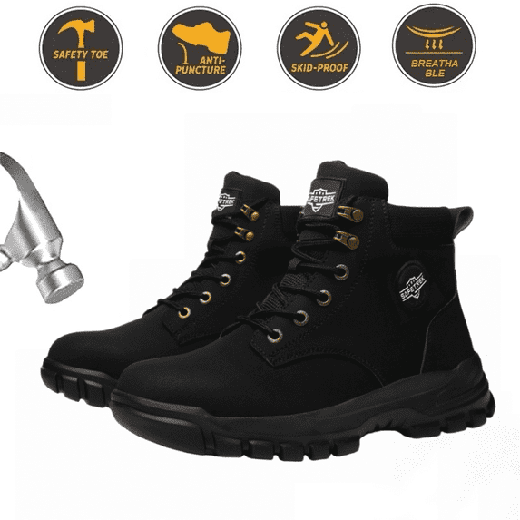 Waterproof Steel Toe Boots For Men 6 Inch Leather Steel Toe Shoes Non Slip Resistant Safety Work Boots Indestructible Lightweight Construction Boot With Composite Toe