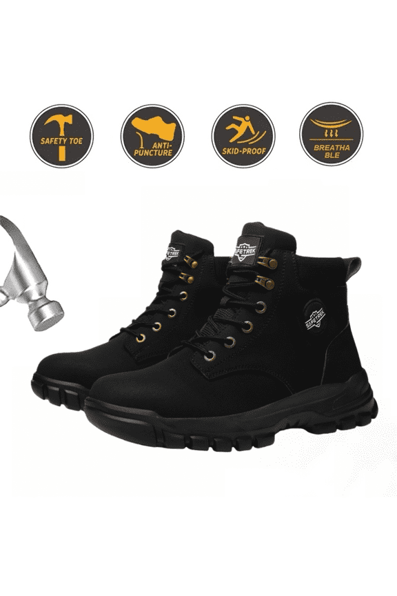 Waterproof Steel Toe Boots For Men 6 Inch Leather Steel Toe Shoes Non Slip Resistant Safety Work Boots Indestructible Lightweight Construction Boot With Composite Toe