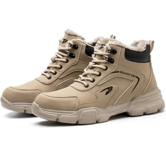 Steel Toe Work Boots for Men Women Fleece Lined Winter Hiking Snow Boots Anti-pierce Safety Shoes Warm Industrial Sneakers