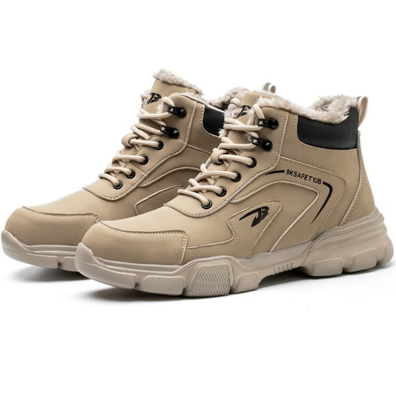 Waterproof Steel Toe Work Boots for Men Women Fleece Lined Winter Hiking Snow Boots Anti-pierce Safety Shoes Warm Industrial Sneakers