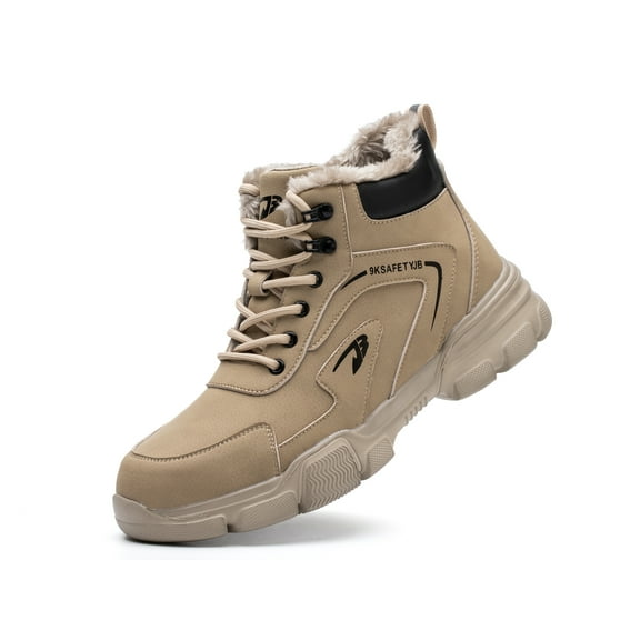 Waterproof Steel Toe Work Boots for Men Women Safety Shoes Faux Fur Lined Industrial Sneakers Winter Hiking Boots