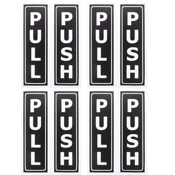 YUNLIGHTS Black PVC Adhesive Push Pull Door Stickers for Home and Office, 8 Pieces and Easy to Apply