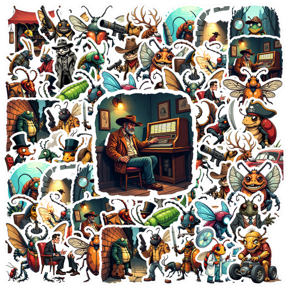 Waterproof Stickers Cartoon Vinyl Stickers Humorous Insect Stickers for Laptops Notebooks DIY