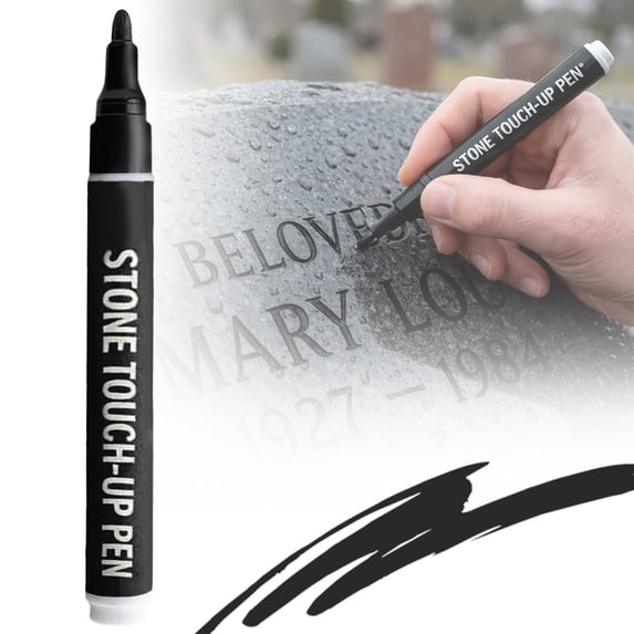 Waterproof Stone Touch-up Pen for Headstone Inscription Restoration and Tombstone Repair, Strong Coverage, Ideal for Gravestone Lettering and Memorial Inscriptions,Black