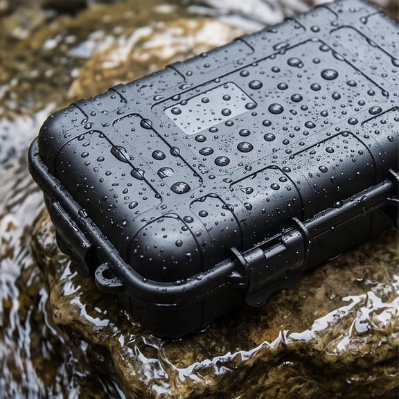 Waterproof Storage Case, Shockproof Protective Hard Case with Double Sided Foam, for Outdoor Survival Gear Tools Electronics Camping, Waterproof Protective Case, Compact 1050ml Capacity Black