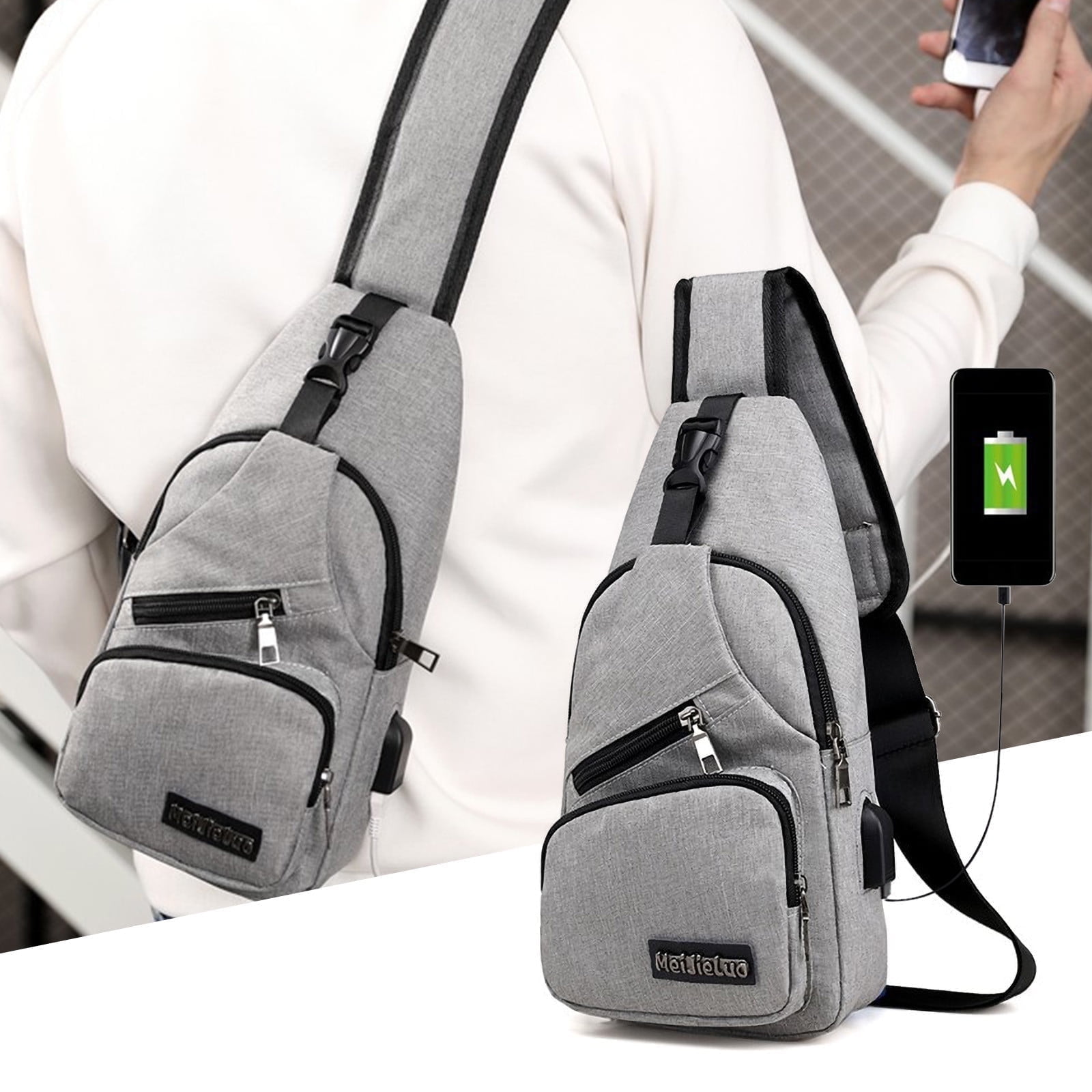 Zipper Lock Changeable Shoulder/Double Shoulder Strap Bag