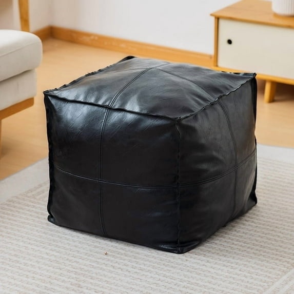 Waterproof Stretchable Ottoman Seat Cover Square Pouf Slipcover DIY Stuffable Chair Protector Detachable Double-Sided Use for Living Room Bedroom Air-Conditioned Room Decor