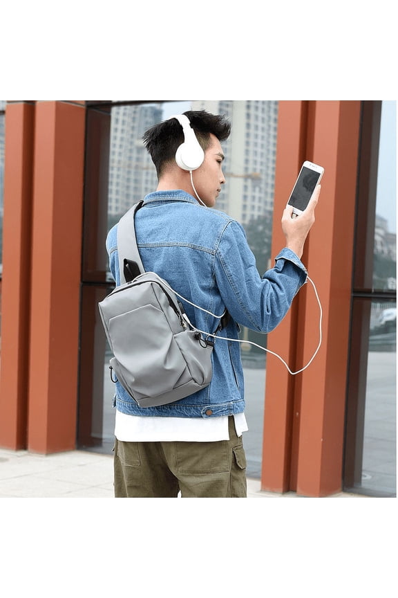 Waterproof Stylish Fold USB Charging Chest Bag,Green