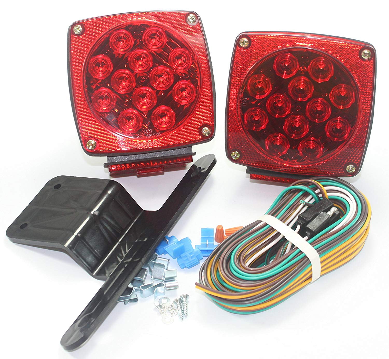 Waterproof Submersible Jeep TJ CJ YJ JK replacement Trailer Boat Truck Stop Turn Tail LED Lights w Kit & License Illuminator Sealed -D