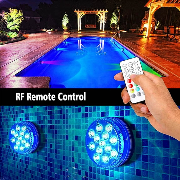 Waterproof Submersible LED Pond Lights 13 Color Changing RGB Remote Control Double Layer Magnet Suction Wireless Diving Lamp 7cm for Aquarium Pool Fountain Décor Gift
