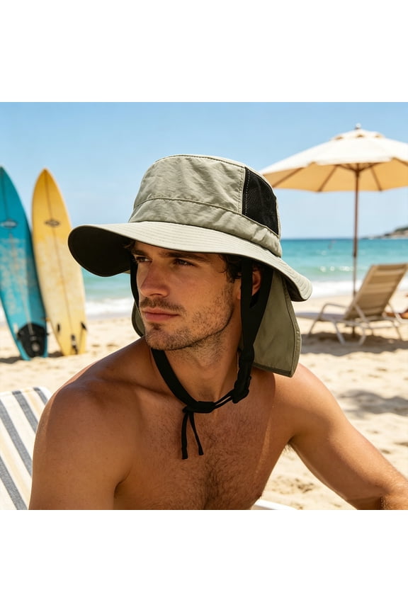 Waterproof Sun Hat Fluorescent Green Wide Brim Adjustable UPF Sun Protection, Waterproof, Quick-Dry Perfect for Surfing, Fishing, and Outdoor Activities
