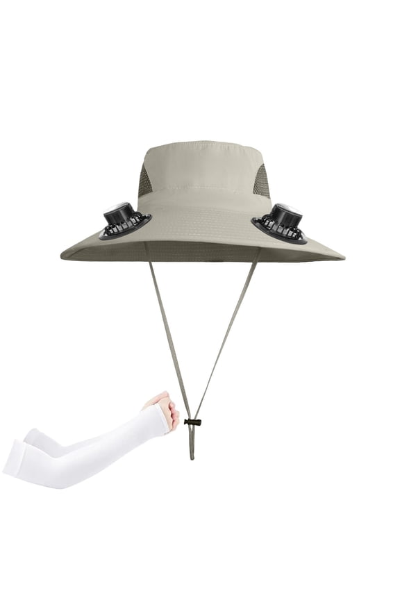 Waterproof Sun Hat with Fan Summer Fisherman Hat Solar & USB Charging,Cooling Fan Hat for Outdoor Fishing Hiking Travel Sun Protection
