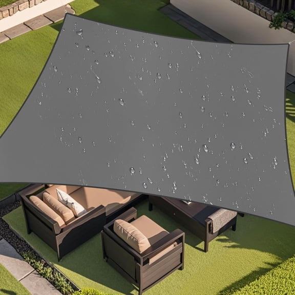Waterproof Sun Shade Sail 8'x10' Dark Grey Shade Canopy Curved Edge 95% UV Blocking Awning Shelter for Outdoor Patio Backyard Garden Activities,Customized