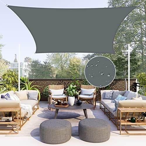 Waterproof Sun Shade Sail Rectangle UV Block Canopy for Outdoor Patio and Garden, Yard Activities (10'x16', Gray)$$Garden & Patio