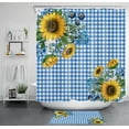 thumbnail image 1 of Waterproof Sunflower Checkered Shower Curtain, 1 of 5