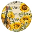 thumbnail image 1 of Waterproof Sunflower Print Round Tablecloth with Elastic Edge, Soft Polyester Fabric for Indoor and Outdoor Use, Fits 44-52 Inch, 1 of 7