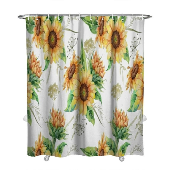 Waterproof Sunflower Shower Curtain 72x84 Inch Colorful Floral Polyester Unique Shower Curtain for Bathroom Hotel Home Decor with 12 Plastic Hooks