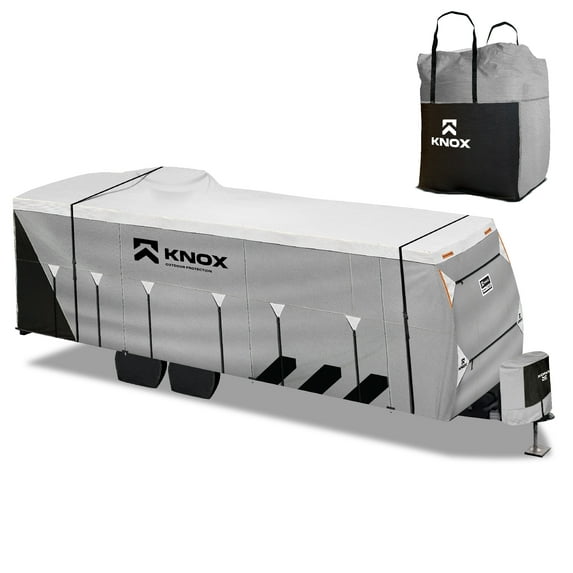 Waterproof Superior RV Motorhome Travel Trailer / Toy Hauler Cover Fits Length 27'-30' Feet Travel Trailer Camper Zippered Panels Allow Access To The Door, Engine, Side Storage Areas, and Ramp Door